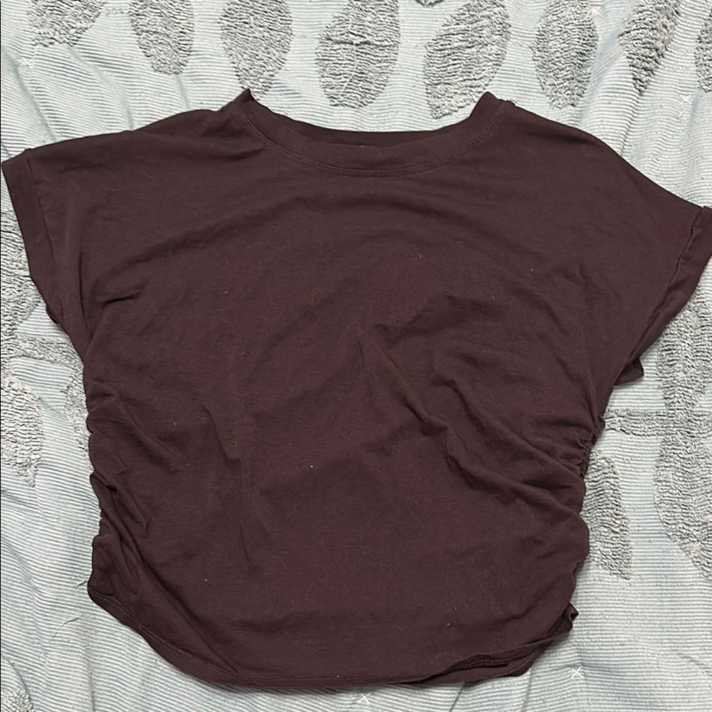 Black Ruched Cap Sleeve Crop Top - Picture 1 of 5